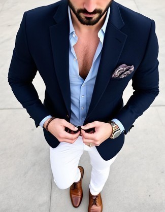 С чем носить синюю куртку мужчине