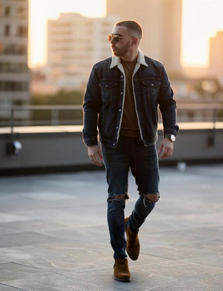 С чем носить синюю куртку мужчине