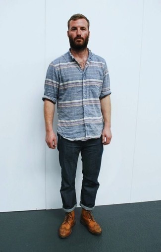 Какие ботинки броги носить с синими джинсами