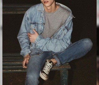 Какие джинсовые куртки носить с синими джинсами мужчине