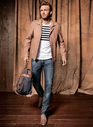 Какие мокасины носить с синими джинсами мужчине