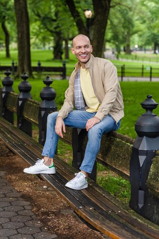 Какие куртки харрингтон носить с синими джинсами