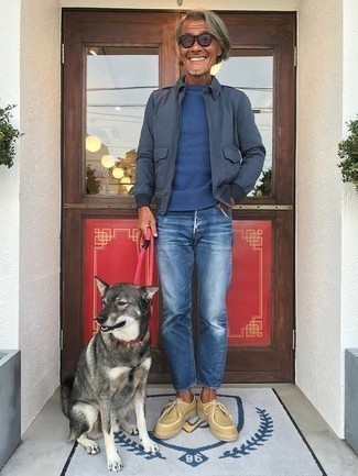 Какие куртки харрингтон носить с синими джинсами