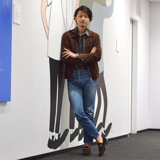 Какие куртки харрингтон носить с синими джинсами