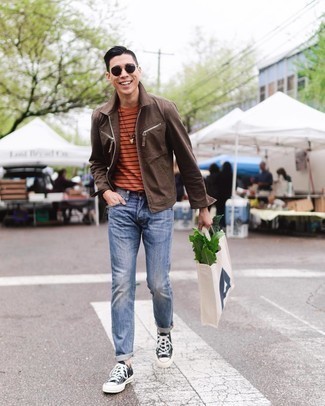 Какие куртки харрингтон носить с синими джинсами