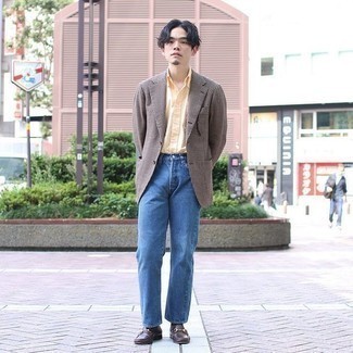 Какие лоферы носить с синими джинсами мужчине