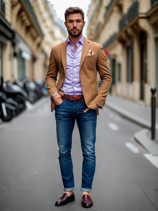 Какие лоферы носить с синими джинсами мужчине