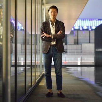 Какие лоферы носить с синими джинсами мужчине