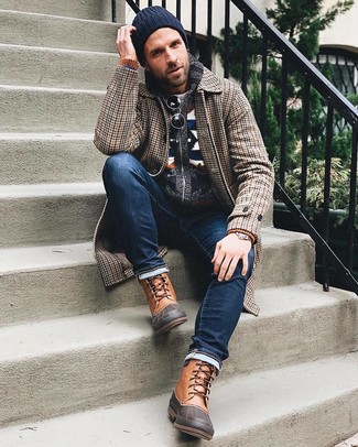 Какой зимние ботинки носить с синими джинсами мужчине