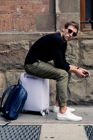 С чем носить синий кожаный рюкзак мужчине