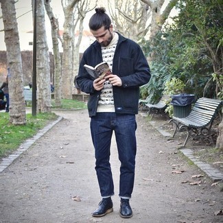 С чем носить синие кожаные броги