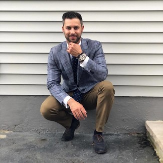 С чем носить синие кожаные оксфорды