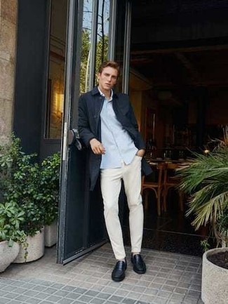 Какие джинсы носить с синими лоферами мужчине