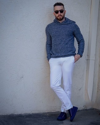 С чем носить синие низкие кеды мужчине