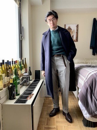 Какие туфли дерби носить с синим длинным пальто