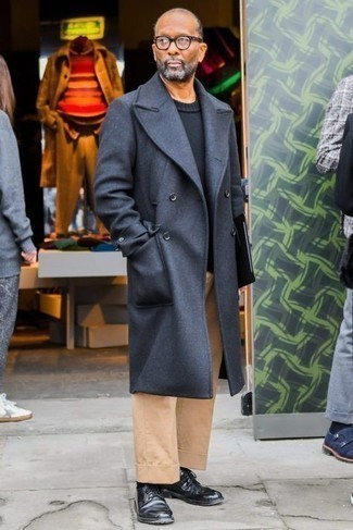 Какие туфли дерби носить с синим длинным пальто