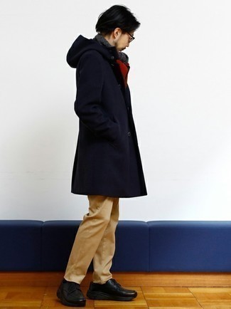 Какие туфли дерби носить с синим длинным пальто