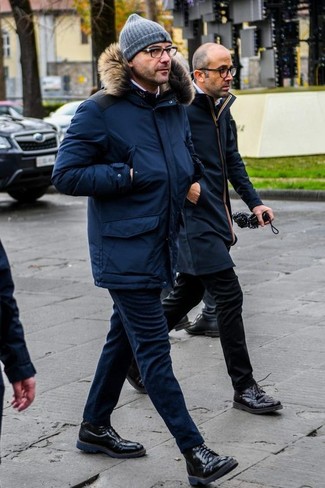 Какие брюки чинос носить с синей паркой