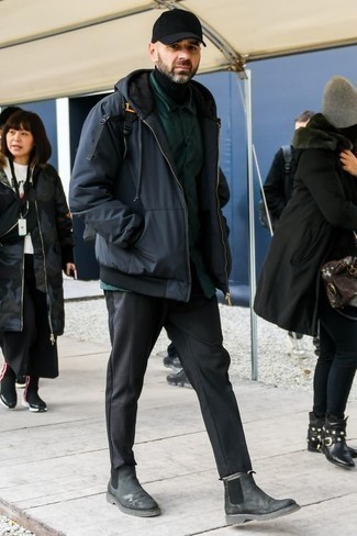 С чем носить синюю парку мужчине
