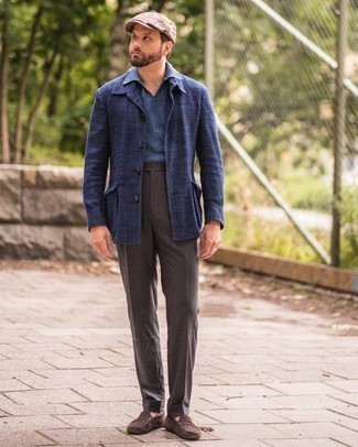 Какие мокасины носить с синей футболкой-поло мужчине