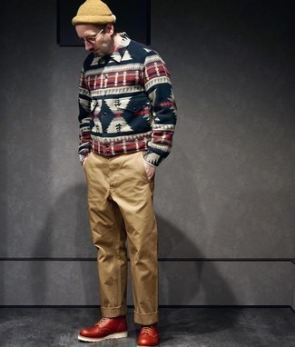 С чем носить синюю куртку с принтом мужчине