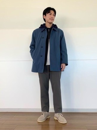 Какой худи носить с синей курткой-рубашкой мужчине