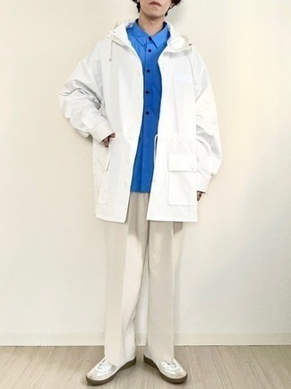 С чем носить синюю рубашку с коротким рукавом мужчине