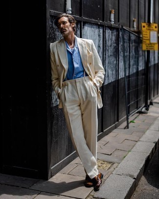 Какие костюмы носить с синей рубашкой с коротким рукавом