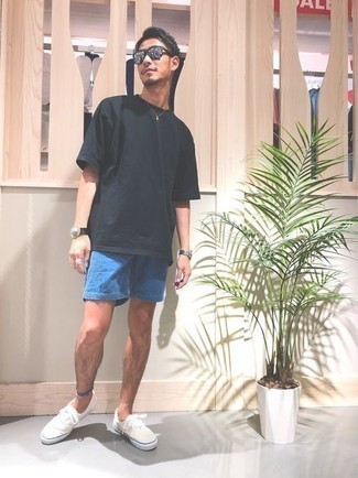 С чем носить синие шорты мужчине