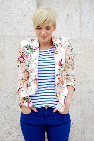 Какие пиджаки носить с синими джинсами скинни