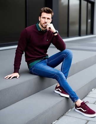 С чем носить синие зауженные джинсы мужчине