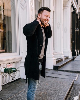 С чем носить синие зауженные джинсы мужчине