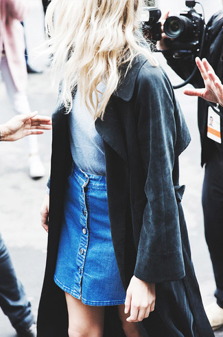 С чем носить синюю юбку