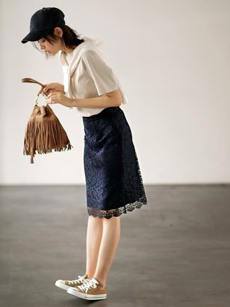 С чем носить синюю юбку