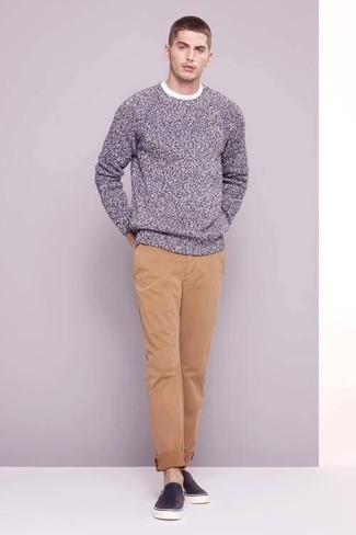 Какие брюки чинос носить с синими слипонами