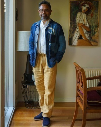 С чем носить синие замшевые ботинки дезерты