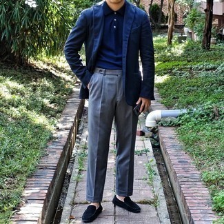 С чем носить синие замшевые мокасины мужчине