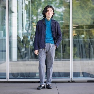 С чем носить синюю замшевую куртку мужчине