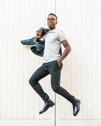 С чем носить синюю замшевую куртку мужчине