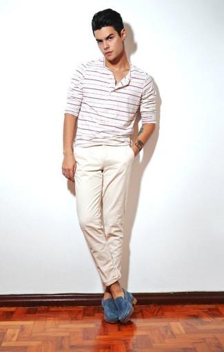 С чем носить синие замшевые лоферы мужчине