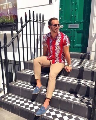 С чем носить синие замшевые лоферы мужчине