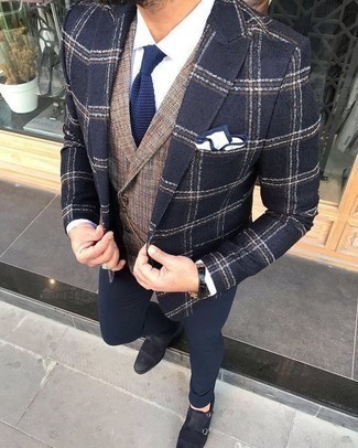 С чем носить синие замшевые монки