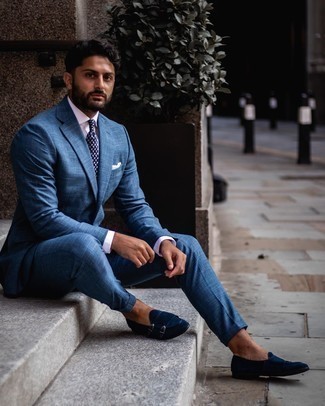 С чем носить синие замшевые монки