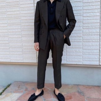 С чем носить синие замшевые лоферы с кисточками