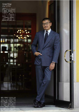 Какие ботинки челси носить с синим костюмом