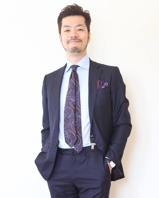 С чем носить синие подтяжки