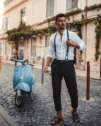 С чем носить синие подтяжки