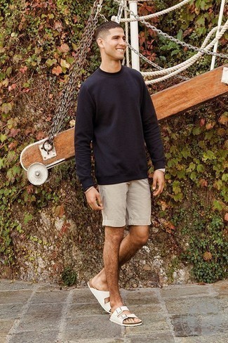 С чем носить синий свитшот мужчине