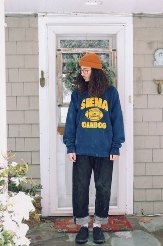 С чем носить синий свитшот мужчине