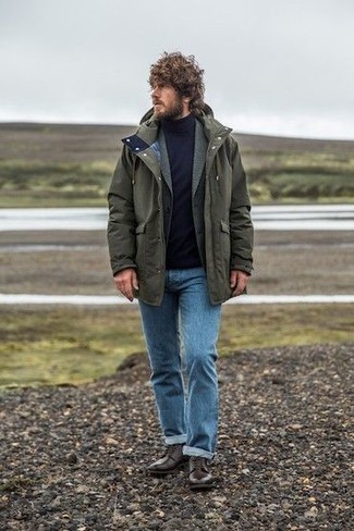 Какие туфли дерби носить с синей водолазкой